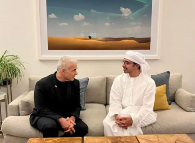 الشيخ عبد الله بن زايد آل نهيان وزير الخارجية الإماراتي مع يائير لابيد زعيم المعارضة