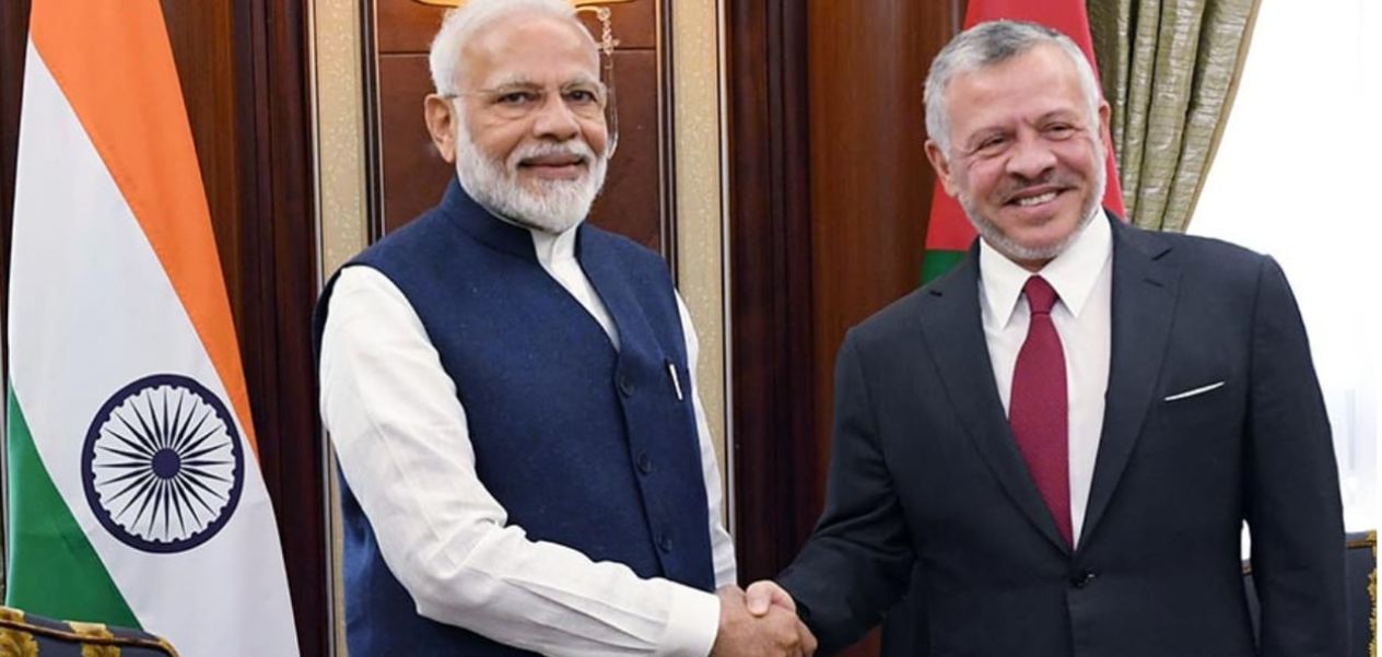 رئيس الوزراء ناريندرا مودي والملك الأردني عبد الله الثاني