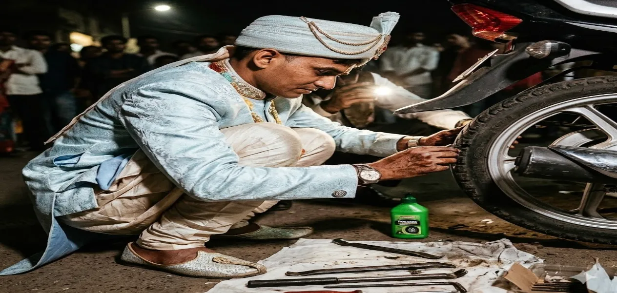 عريس هندي يلفت الأنظار بموقف إنساني