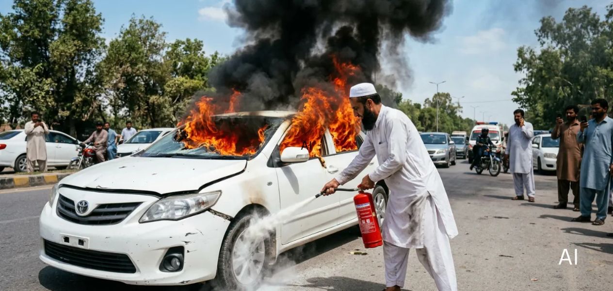 علماء مدرسة دينية ينقذون مصابين من سيارة مشتعلة في أوترا براديش